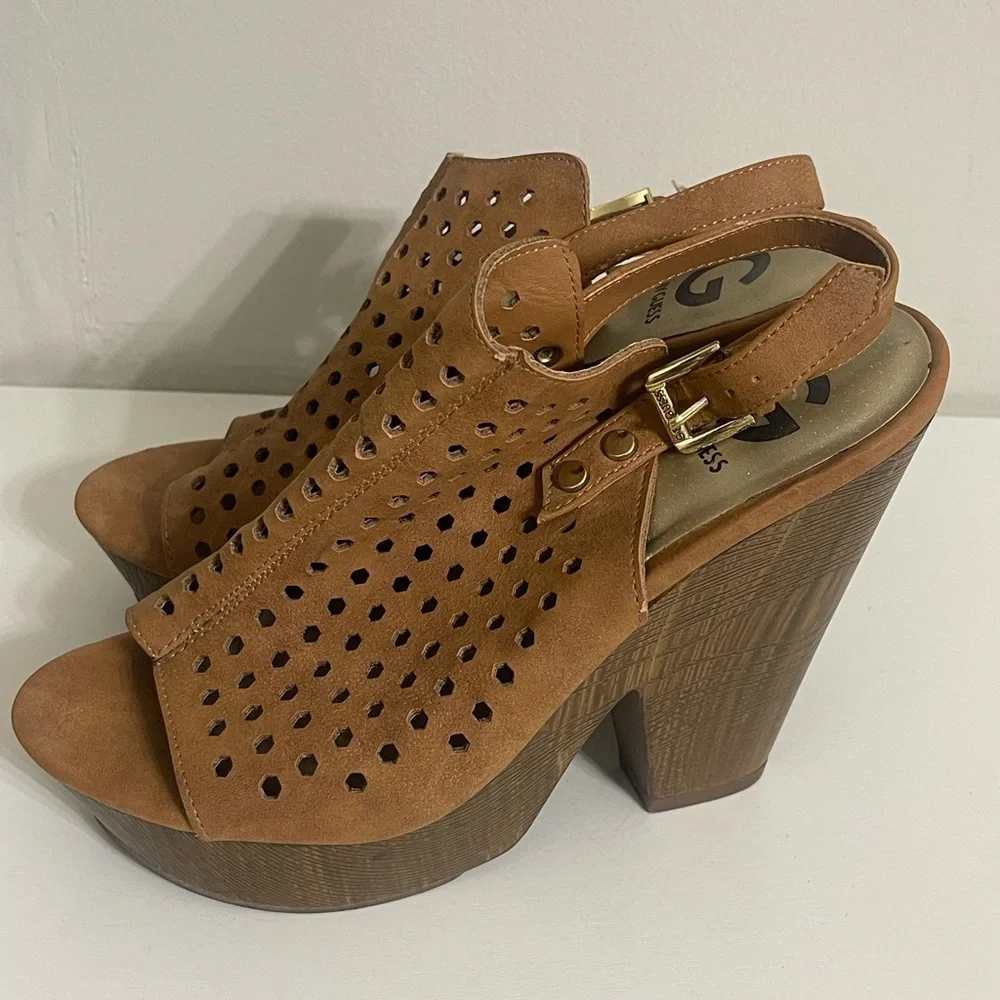 Guess Women's Stylish Brown Wedge Sandals Size‎ 8.5